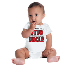 Think I'm A Stud Meet Uncle Romper Bodysuit-Direct To Garment Print-Brisco Baby