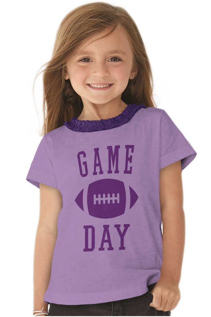 Game Day Toddler Ruffled Trim T-Shirt-Direct To Garment Print-Brisco Baby