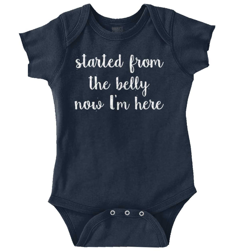 Started From The Belly Romper Bodysuit-Direct To Garment Print-Brisco Baby