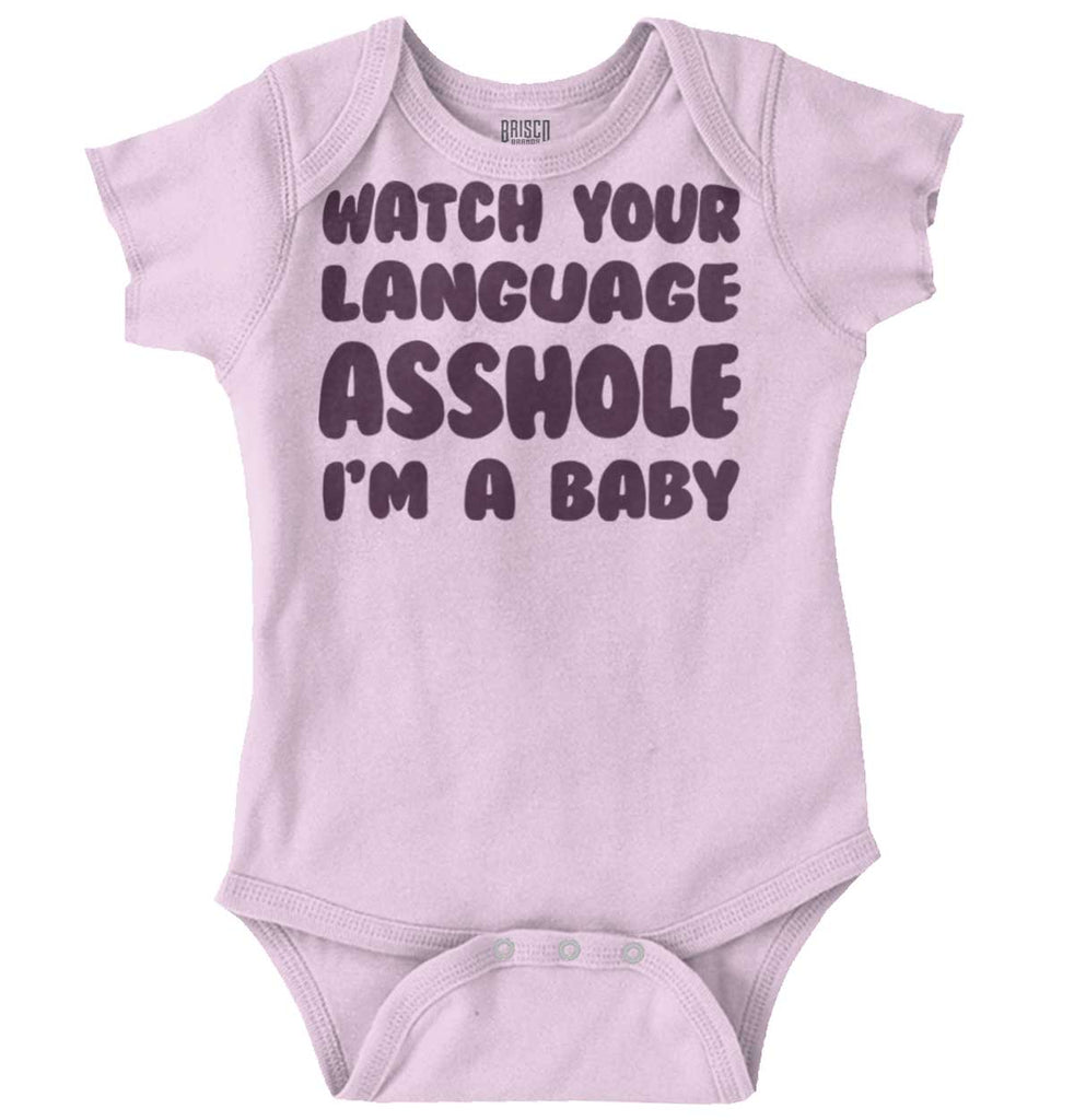 Watch Your Language Romper Bodysuit-Direct To Garment Print-Brisco Baby