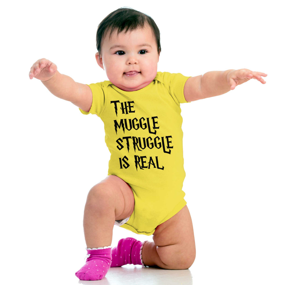 Muggle Struggle Is Real Romper Bodysuit-Direct To Garment Print-Brisco Baby