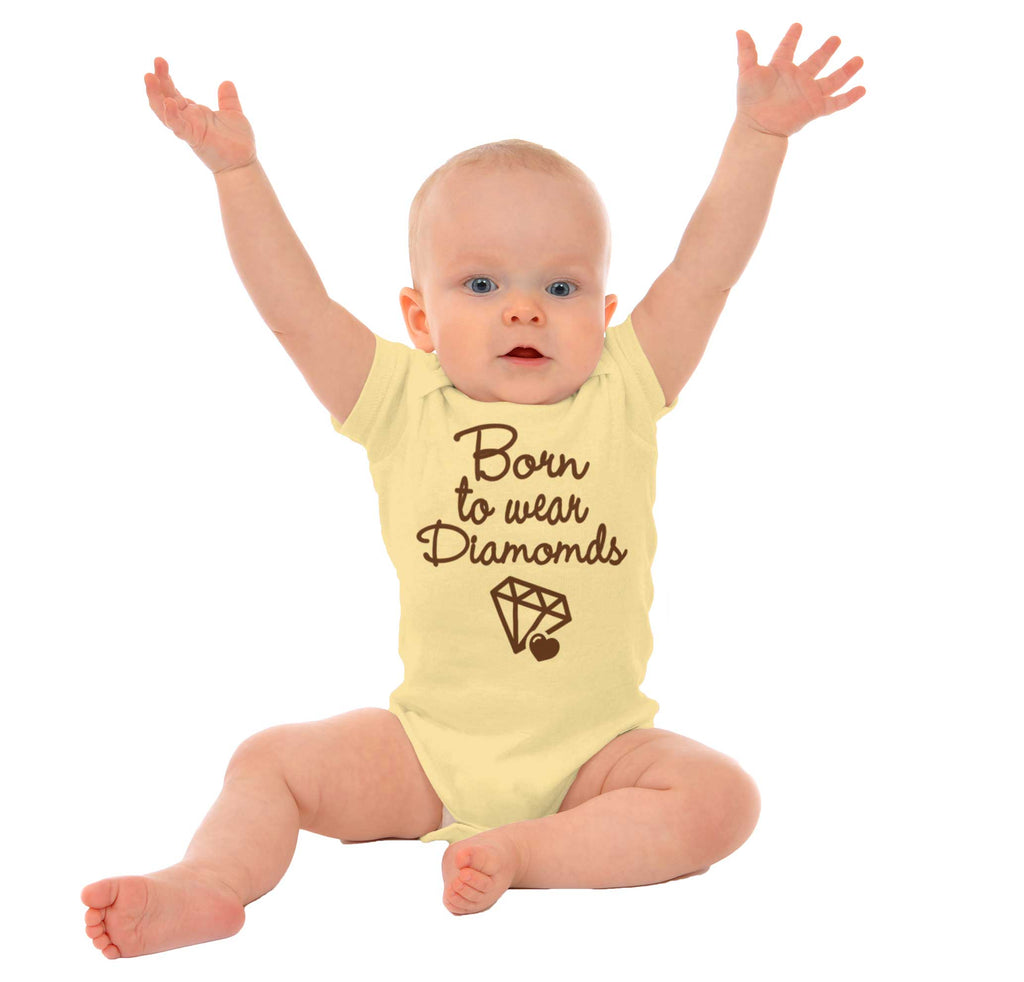 Born To Wear Diamond Romper Bodysuit-Direct To Garment Print-Brisco Baby
