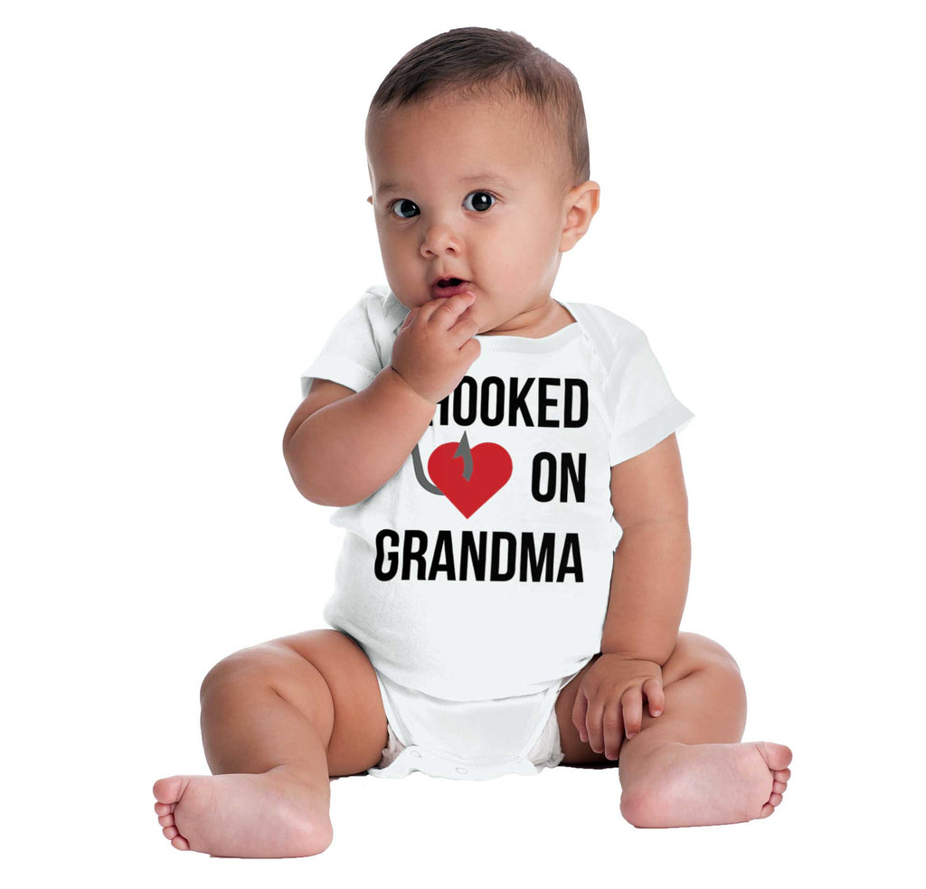 Hooked On Grandma Romper Bodysuit-Direct To Garment Print-Brisco Baby