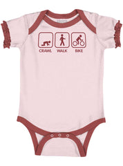 Crawl Walk Bike Baby Ruffled Trim Romper-Direct To Garment Print-Brisco Baby