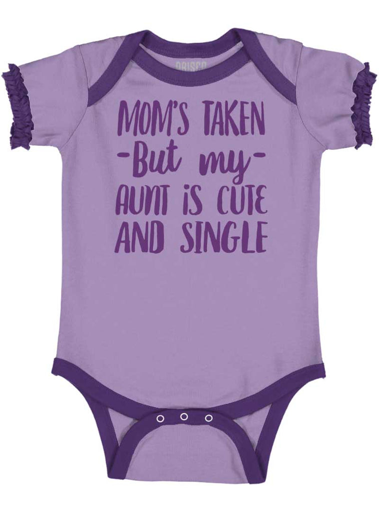 Aunt is Single Baby Ruffled Trim Romper-Direct To Garment Print-Brisco Baby