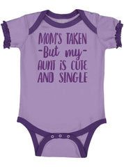 Aunt is Single Baby Ruffled Trim Romper-Direct To Garment Print-Brisco Baby