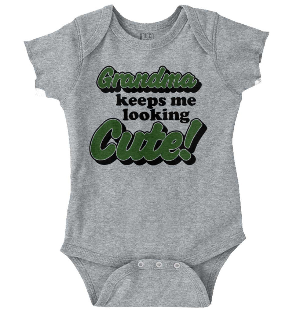 Grandma Keeps Me Cute Romper Bodysuit-Direct To Garment Print-Brisco Baby