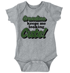 Grandma Keeps Me Cute Romper Bodysuit-Direct To Garment Print-Brisco Baby