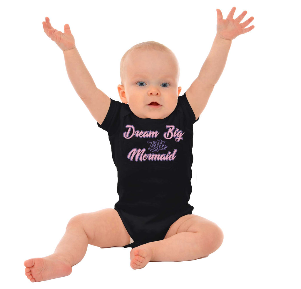 Dream Big Little Mermaid Romper Bodysuit-Direct To Garment Print-Brisco Baby