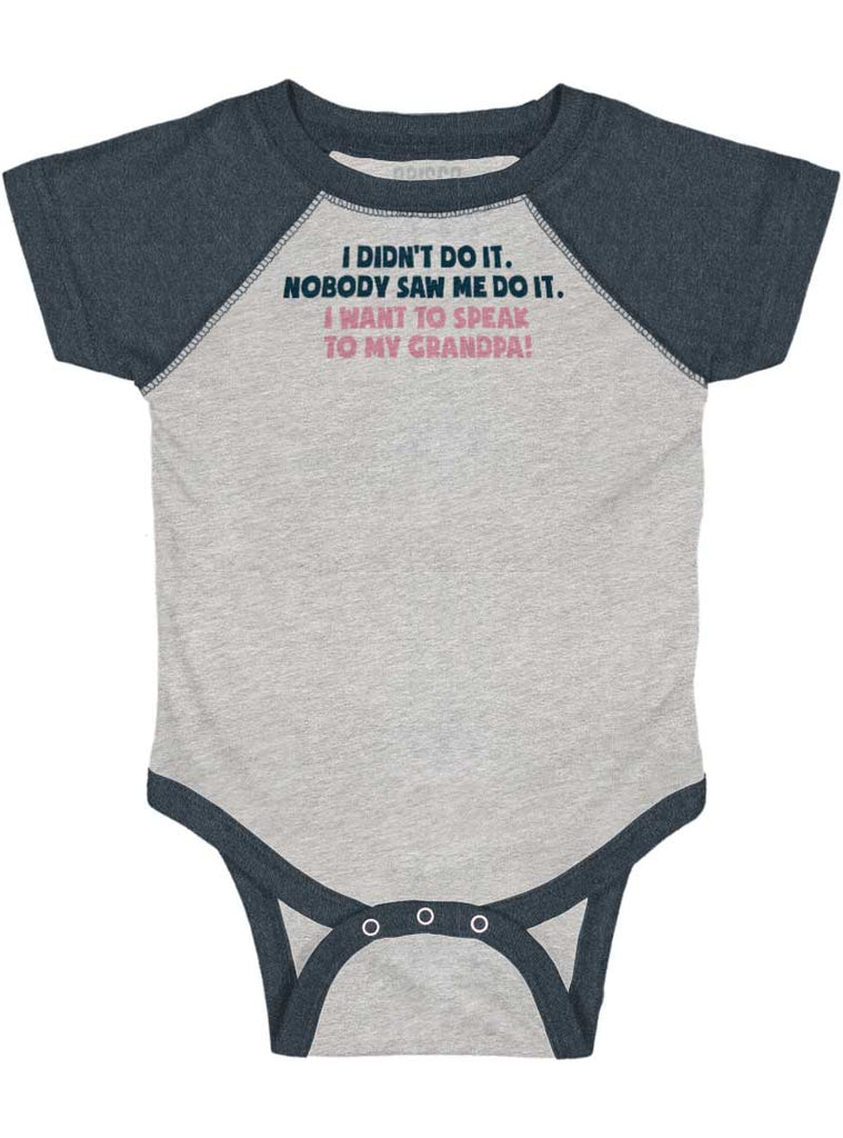 I Didn't Do It Raglan Romper Bodysuit-Direct To Garment Print-Brisco Baby