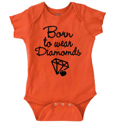 Born To Wear Diamond Romper Bodysuit-Direct To Garment Print-Brisco Baby