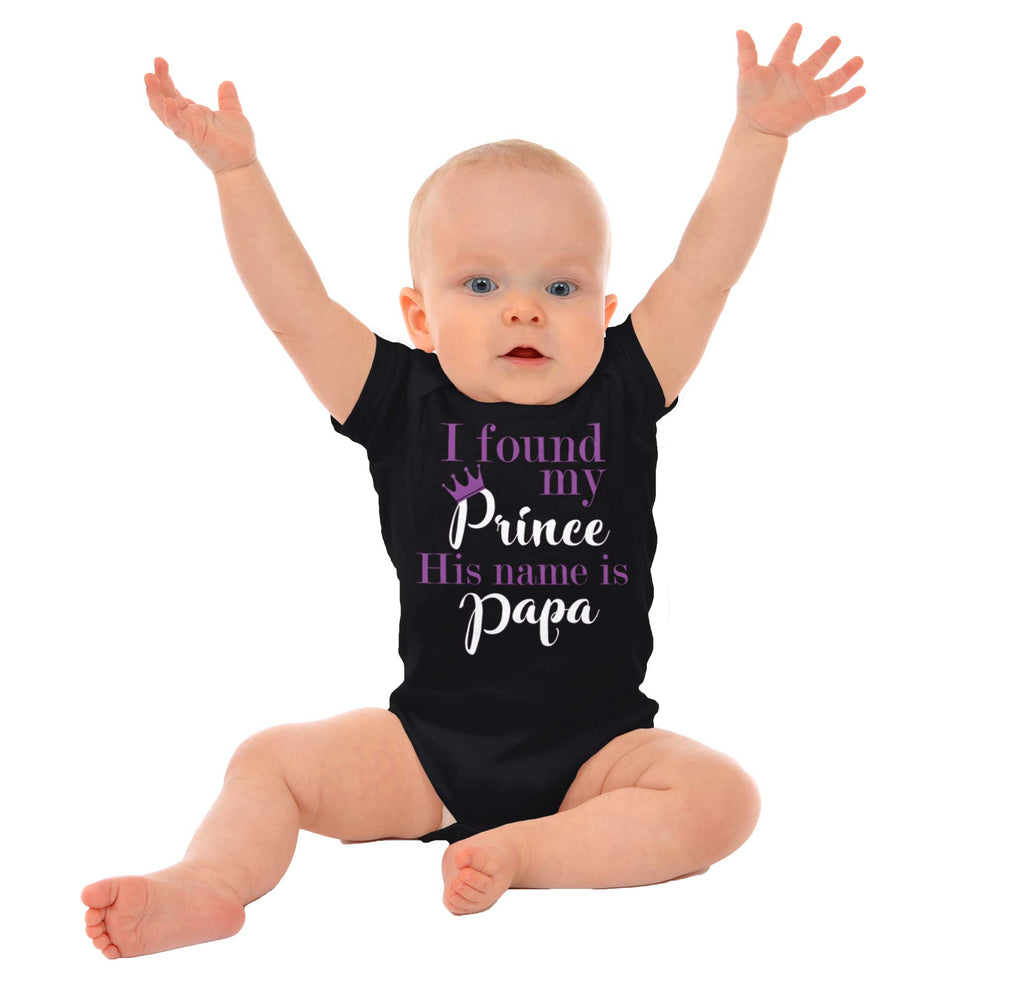 Found My Prince Name Is Papa Romper Bodysuit-Direct To Garment Print-Brisco Baby