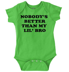 Nobody's Better Than My Lil' Bro Romper Bodysuit-Direct To Garment Print-Brisco Baby
