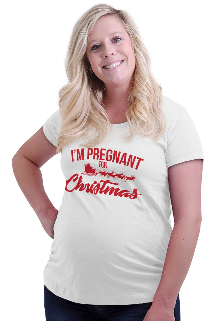 I'm Pregnant For Christmas Santa Maternity T-Shirt-Direct To Garment Print-Brisco Baby