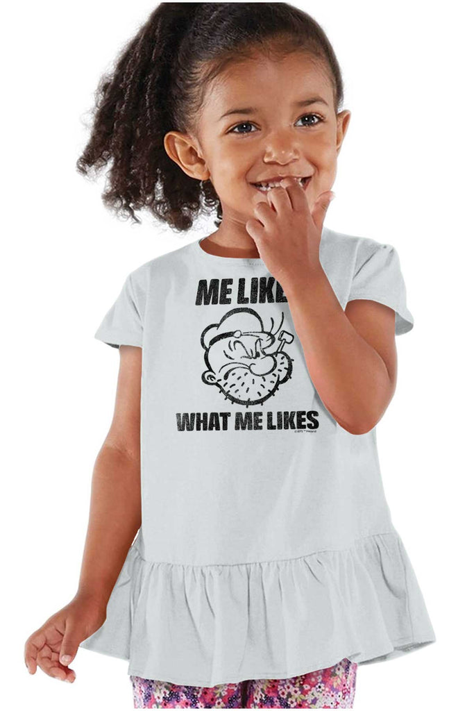 What Me Likes Toddler Ruffle Bottom Tee-Direct To Garment Print-Brisco Baby