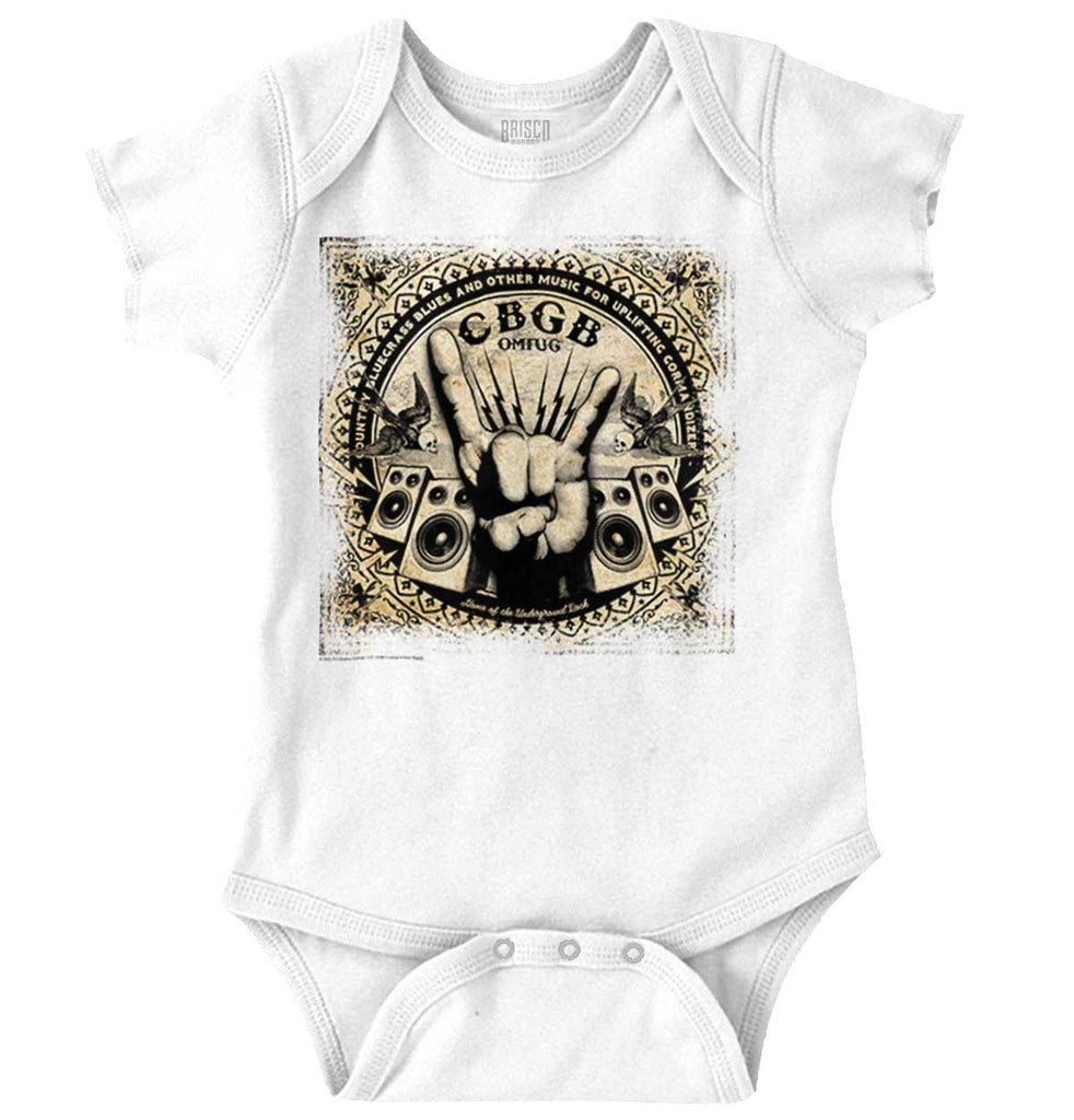 CBGB Horns Romper Bodysuit-Direct To Garment Print-Brisco Baby