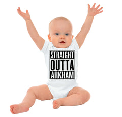 Straight Outta Arkham Romper Bodysuit-Direct To Garment Print-Brisco Baby