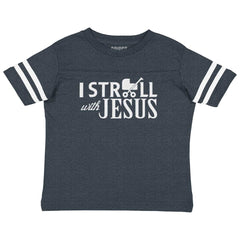 Stroll With Jesus Toddler Football Jersey Tee-Direct To Garment Print-Brisco Baby