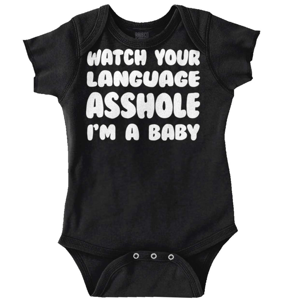 Watch Your Language Romper Bodysuit-Direct To Garment Print-Brisco Baby