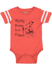 Brother is a Pitbull Football Romper Bodysuit-Direct To Garment Print-Brisco Baby