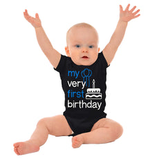 Very First Birthday Romper Bodysuit-Direct To Garment Print-Brisco Baby