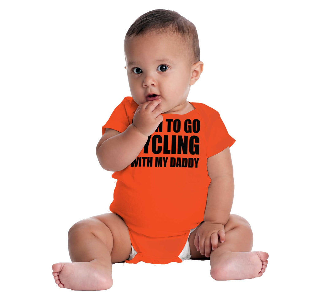Cycling With Daddy Romper Bodysuit-Direct To Garment Print-Brisco Baby