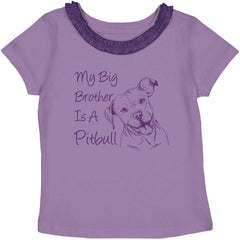 Brother is a Pitbull Toddler Ruffled Trim T-Shirt-Direct To Garment Print-Brisco Baby
