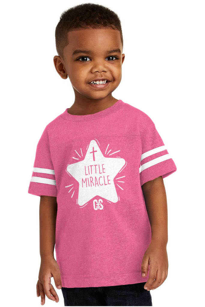 Little Miracle Toddler Football Jersey Tee-Direct To Garment Print-Brisco Baby
