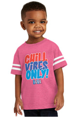 Chill Vibes Only Toddler Football Jersey Tee-Direct To Garment Print-Brisco Baby