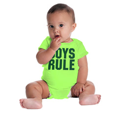 Boys Rule Romper Bodysuit-Direct To Garment Print-Brisco Baby