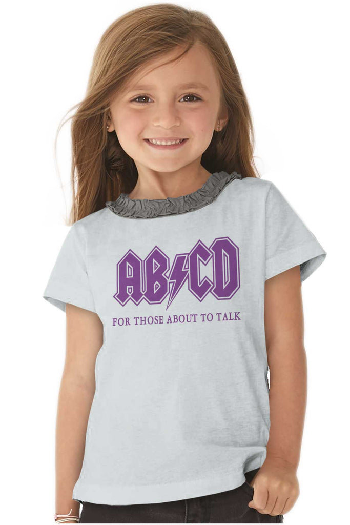 AB CD Toddler Ruffled Trim T-Shirt-Direct To Garment Print-Brisco Baby