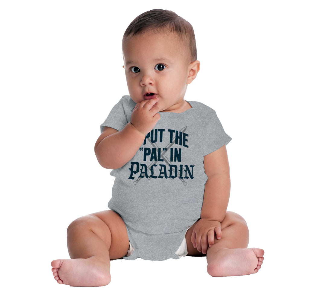Put The Pal In Paladin Dungeons Romper Bodysuit-Direct To Garment Print-Brisco Baby