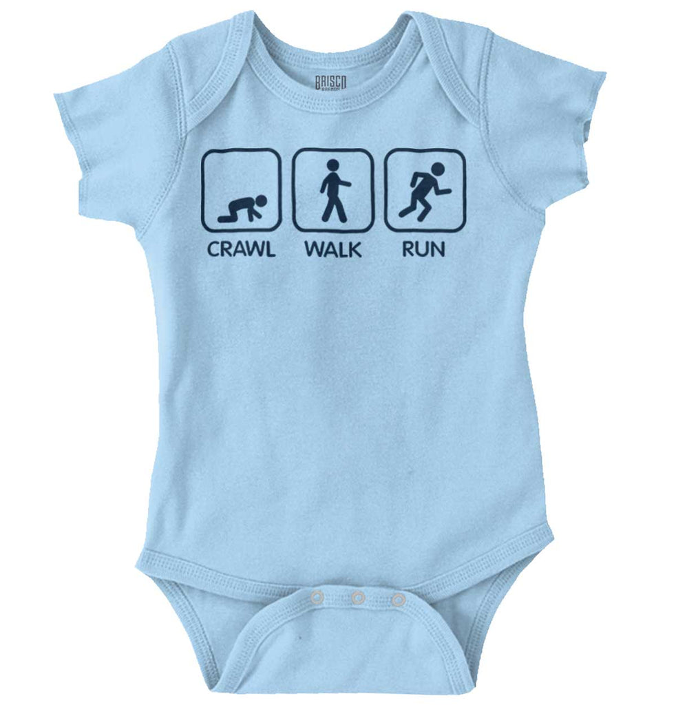 Crawl Walk Run Romper Bodysuit-Direct To Garment Print-Brisco Baby
