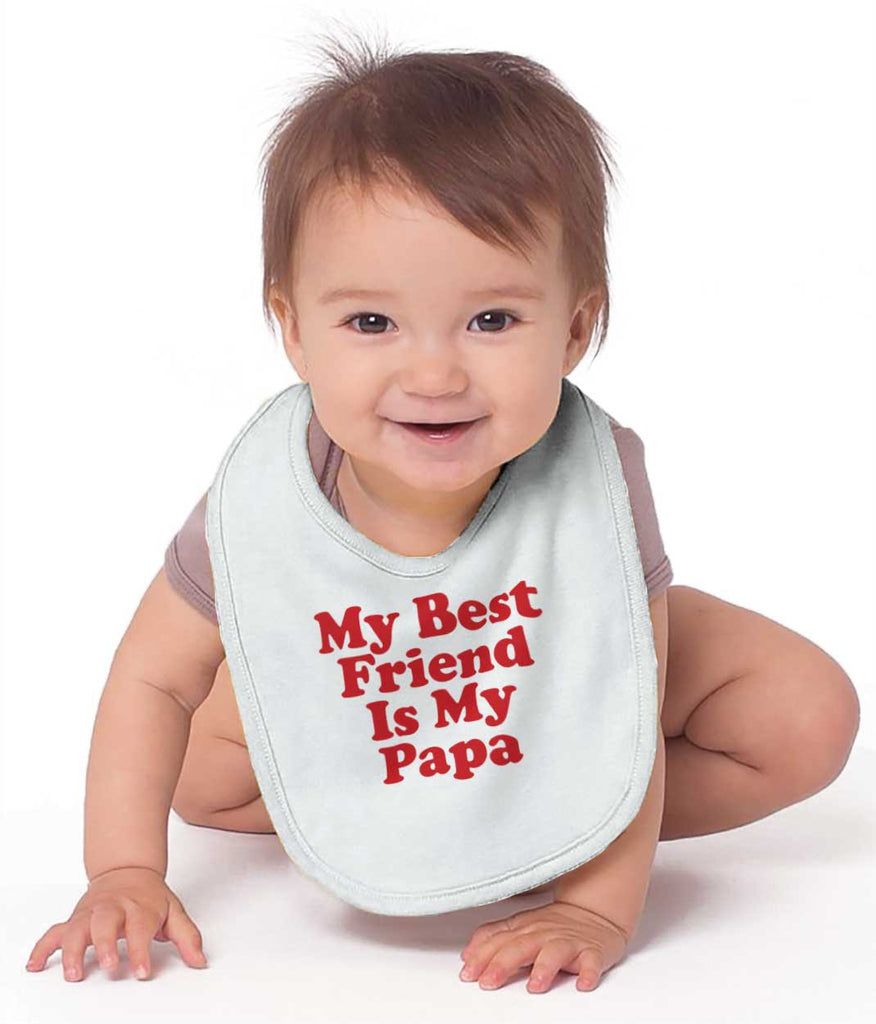 Best Friend Is Papa Infant Baby Bib-Direct To Garment Print-Brisco Baby