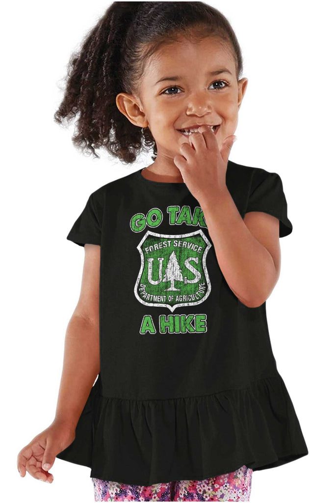 Go Take A Hike Toddler Ruffle Bottom Tee-Direct To Garment Print-Brisco Baby