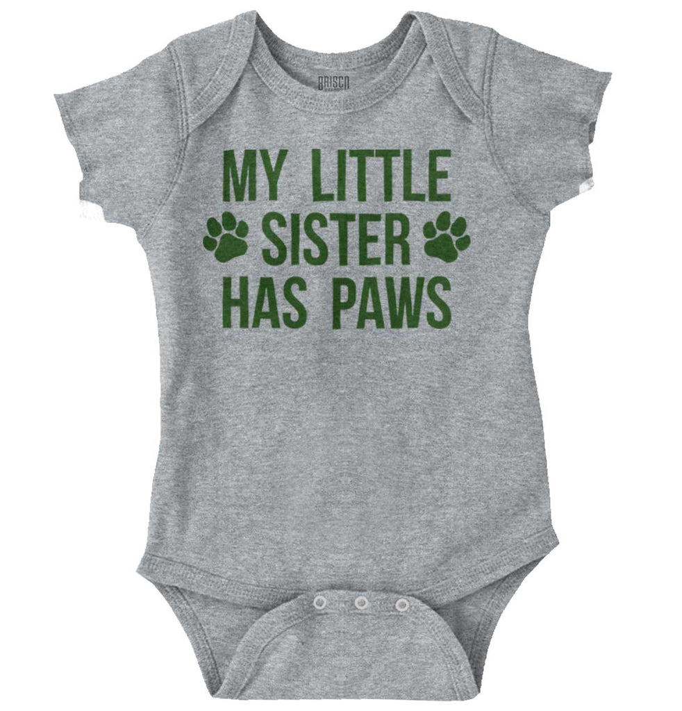 My Little Sister Has Paws Romper Bodysuit-Direct To Garment Print-Brisco Baby