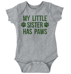 My Little Sister Has Paws Romper Bodysuit-Direct To Garment Print-Brisco Baby