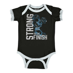 Popeye Muscles Baby Ruffled Trim Romper-Direct To Garment Print-Brisco Baby