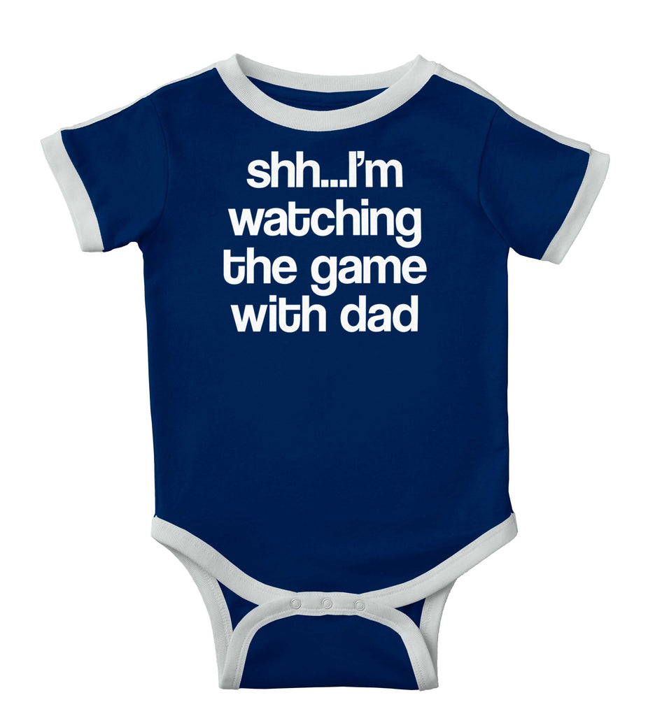 Watching the Game Ringer Romper Bodysuit-Direct To Garment Print-Brisco Baby