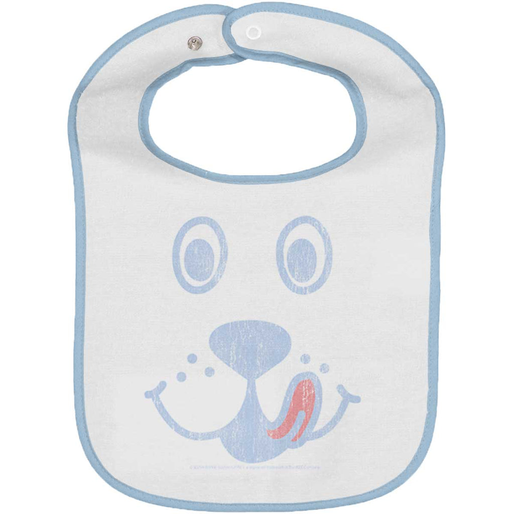 Distressed Puppie Trimmed White Snap Bib-Direct To Garment Print-Brisco Baby