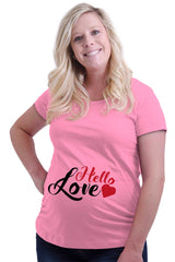 Hello Love Maternity T-Shirt-Direct To Garment Print-Brisco Baby