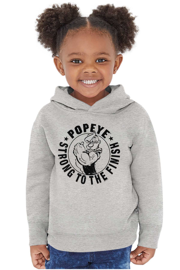 Popeye To The Finish Toddler Pullover Hoodie-Direct To Garment Print-Brisco Baby