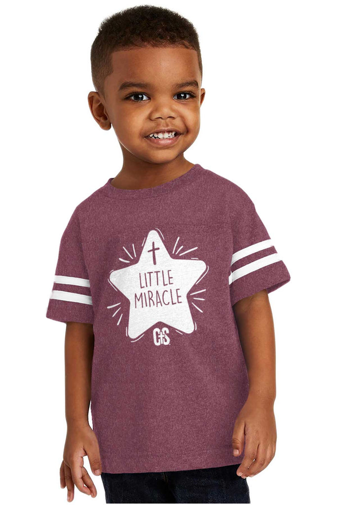 Little Miracle Toddler Football Jersey Tee-Direct To Garment Print-Brisco Baby