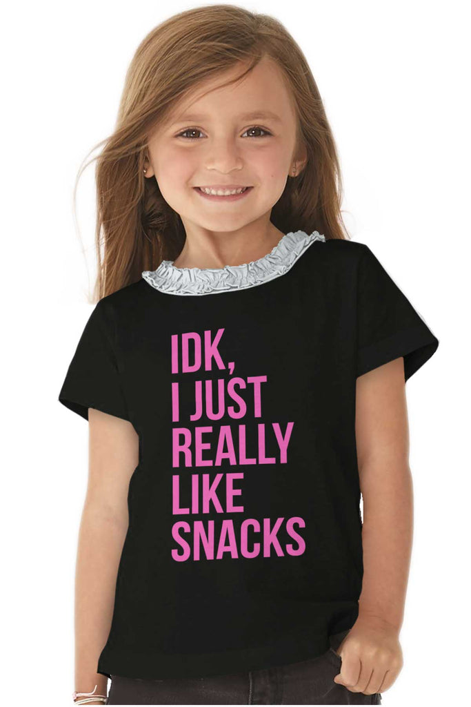 Really Like Snacks Toddler Ruffled Trim T-Shirt-Direct To Garment Print-Brisco Baby