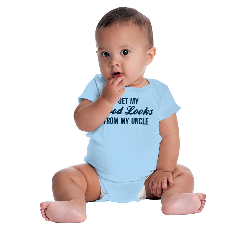 Good Looks From Uncle Romper Bodysuit-Direct To Garment Print-Brisco Baby