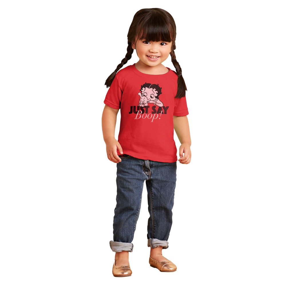 Just Say Boop Infant Toddler T Shirt-Direct To Garment Print-Brisco Baby