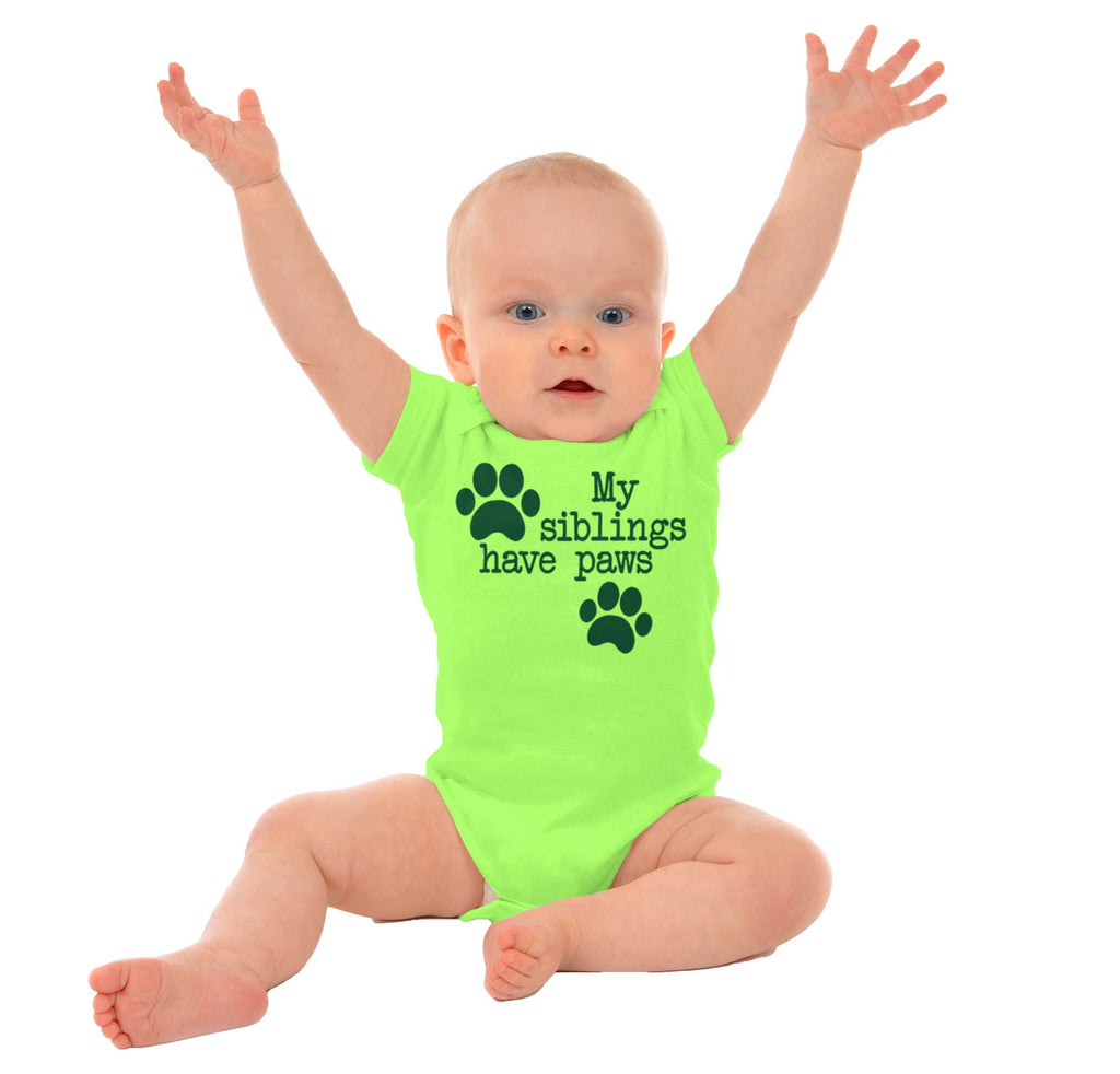 Siblings have paws Romper Bodysuit-Direct To Garment Print-Brisco Baby