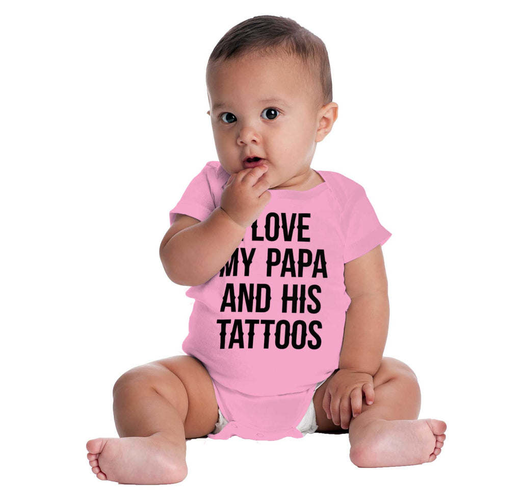 I Love Papa And Tattoos Romper Bodysuit-Direct To Garment Print-Brisco Baby