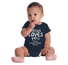 Jesus Loves You Romper Bodysuit-Direct To Garment Print-Brisco Baby