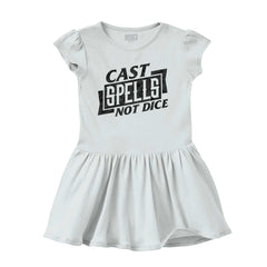 Cast Spells Not Dice Dungeons Solid Baby Infant Dress-Direct To Garment Print-Brisco Baby